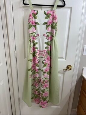 LEA Floral Pink & Light Green Floral Sundress with Pockets Size S